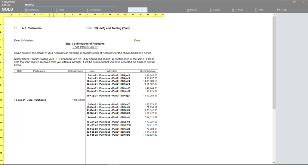 Top 5 Supplier Reports from Tally-Confirmation Of Accounts Preview