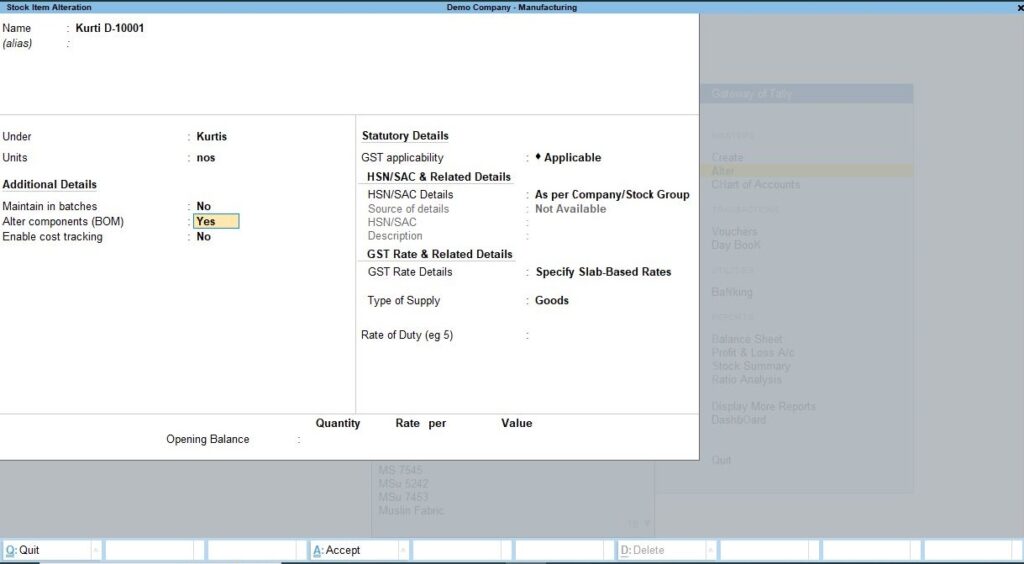 Top 5 Inventory Management Features from Tally - Bill of Materials in Tally Prime