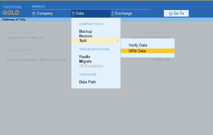 How to Solve Tally Prime Hanging Issues - Split data in Tally prime