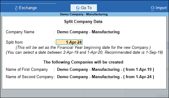 How to Split Your Data for the New Financial Year in Tally Prime - Split Company data in Tally prime